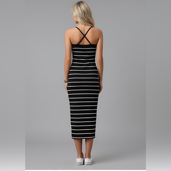 Striped Cami Dress Black & White - Picture 3 of 9